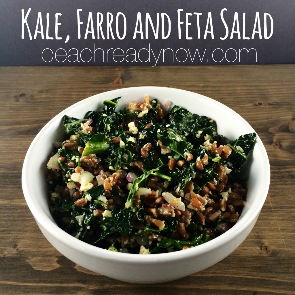 Kale, Farro and Feta Salad #cleaneating #eatclean