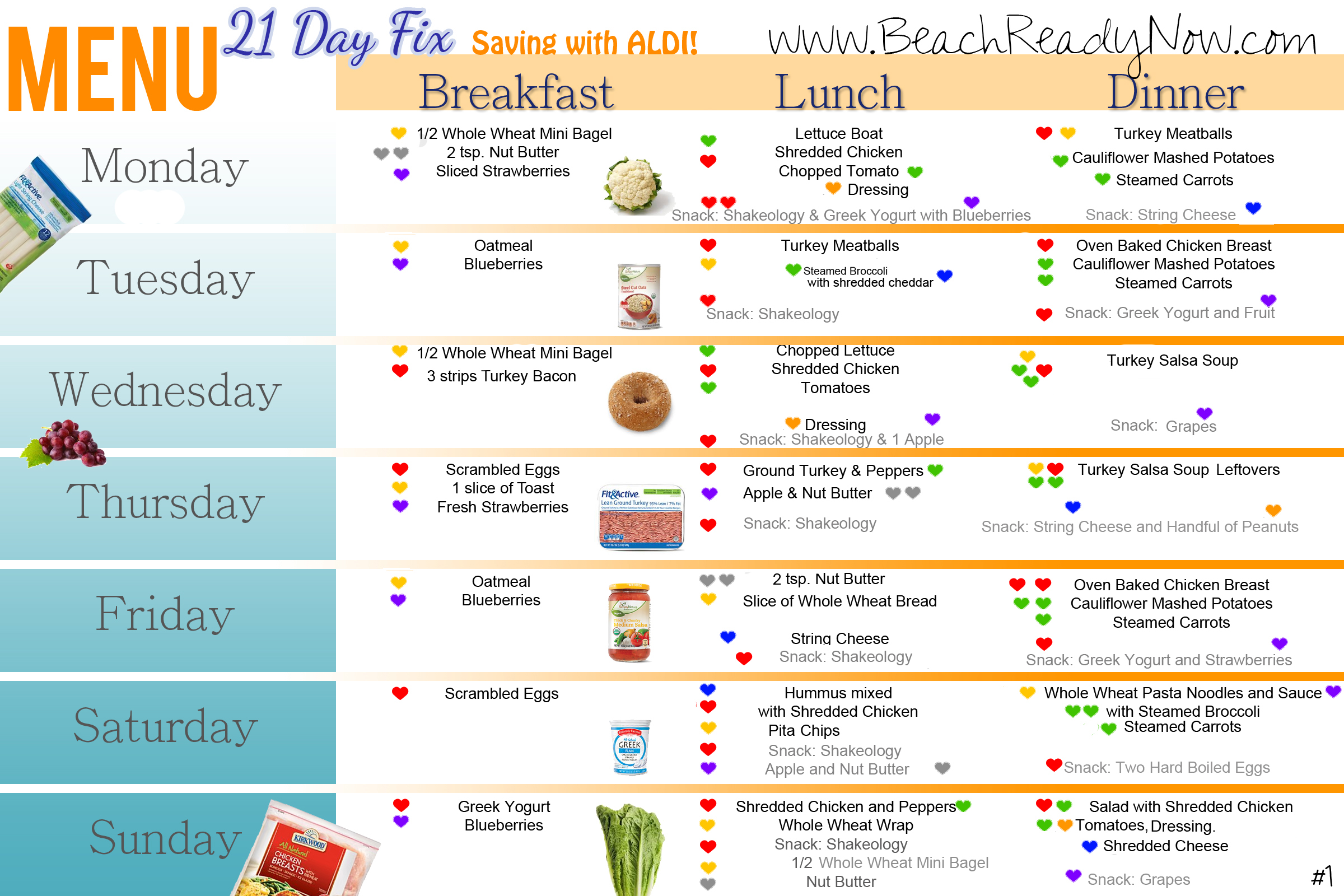 21 Day Fix Meal Chart