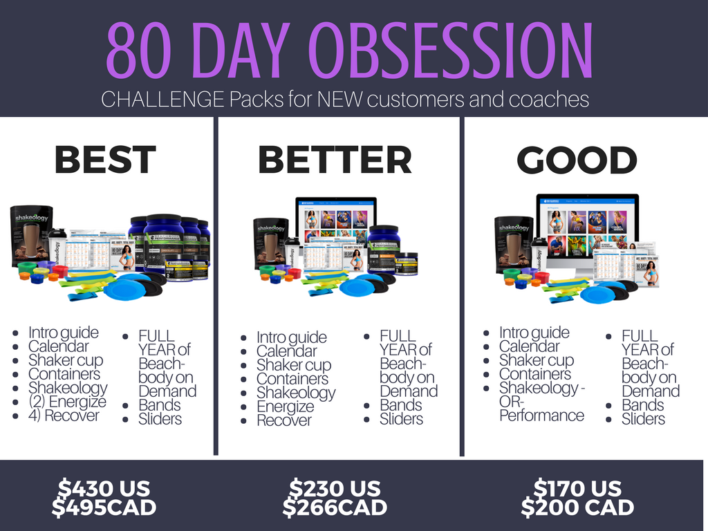 80 DAY OBSESSION Challenge Pack Options